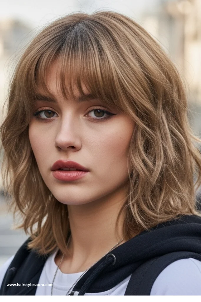 10 Korean Wolf Cut Ideas for Short Hair That Every Woman Will Love 2 Choppy Wolf Cut with Wispy Bangs