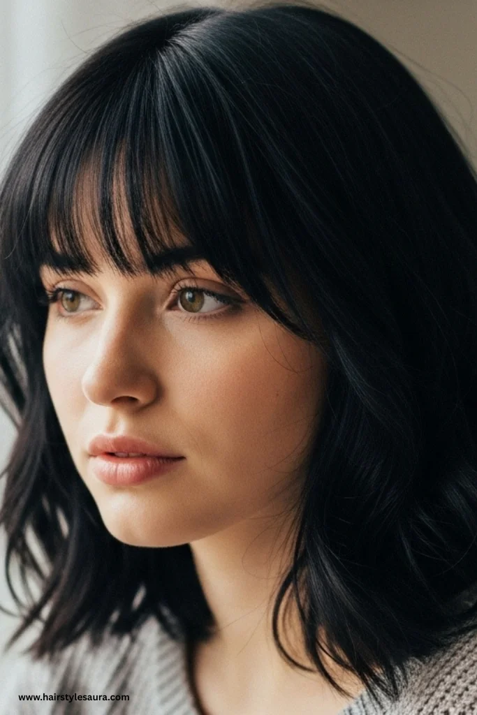 12 Stunning Black Wolf Cut Ideas for a Bold New Look 2 Classic Black Wolf Cut with Curtain Bangs