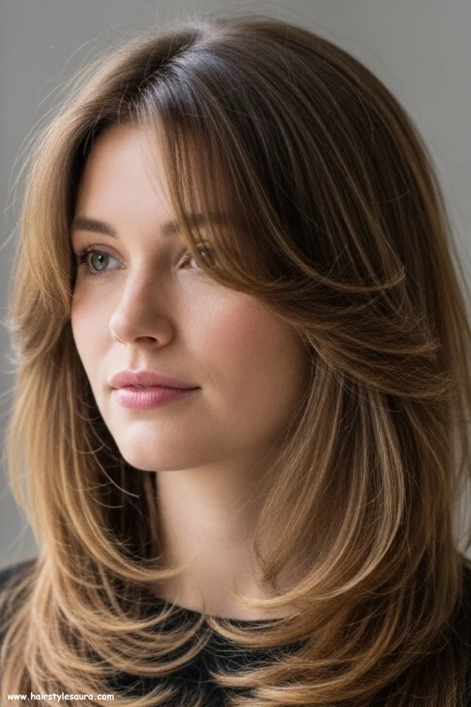 12 Stunning Layered Haircut Ideas with Curtain Bangs Every Woman Should Try 2 Classic Long Layers with Wispy Curtain Bangs