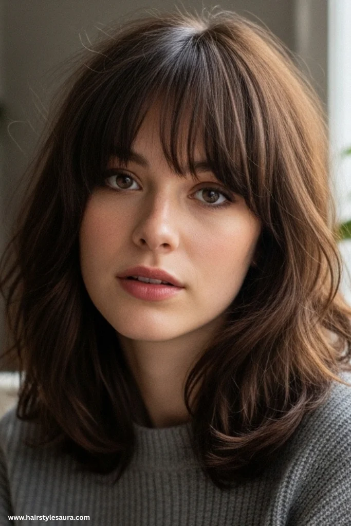 12 Stunning Shaggy Wolf Cut with Bangs Ideas for a Bold New Look 2 Classic Shaggy Wolf Cut with Curtain Bangs