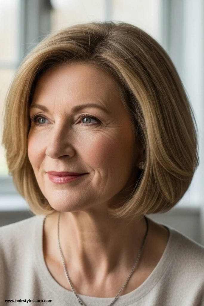 10 Flattering Hairstyles for Women Over 50 with Thick Hair 2 Soft Layered Bob