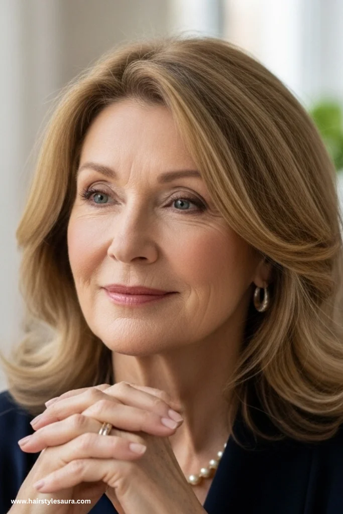 12 Elegant Long Hairstyles for Women Over 50 2 Soft Layered Waves