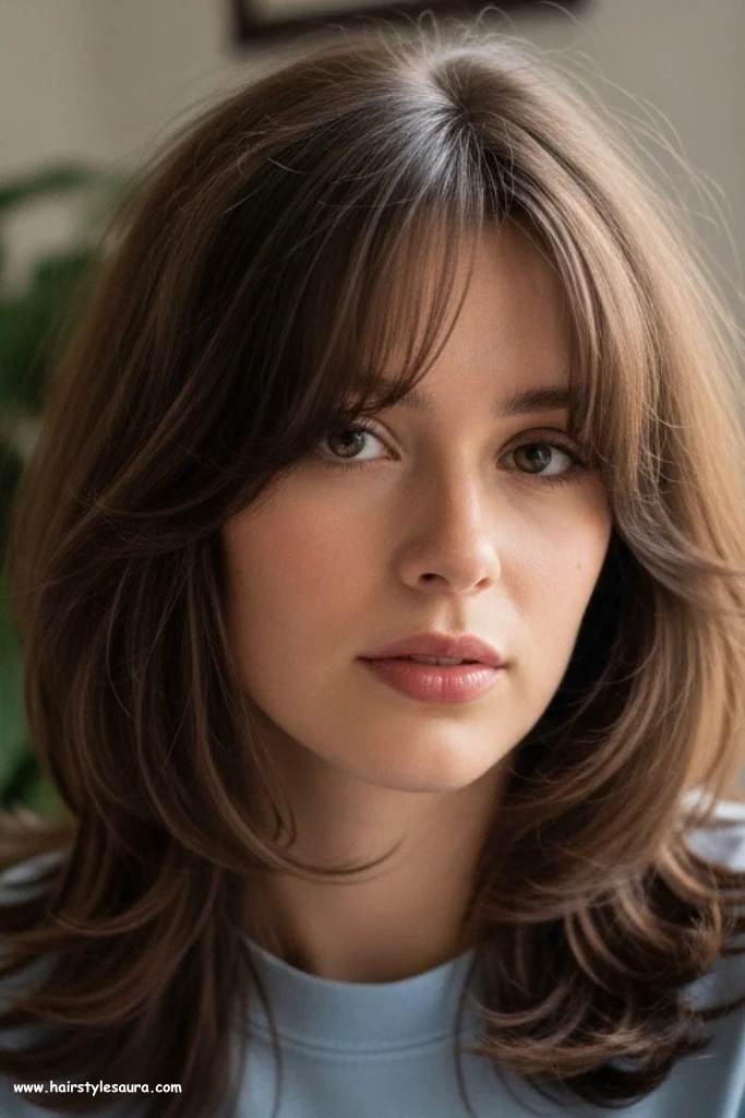 12 Stunning Layered Haircuts Ideas for Shoulder Lengths 2 Soft Layers with Curtain Bangs