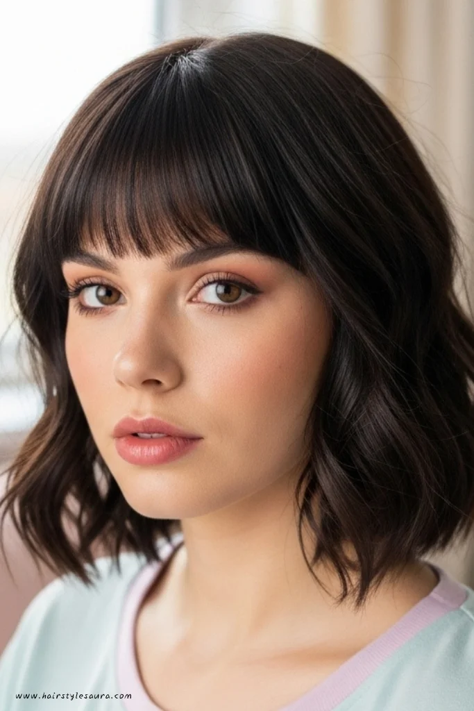 12 Gorgeous Korean Wolf Cut with Bangs Ideas Every Woman Should Try 2 Soft Wolf Cut with Air Bangs