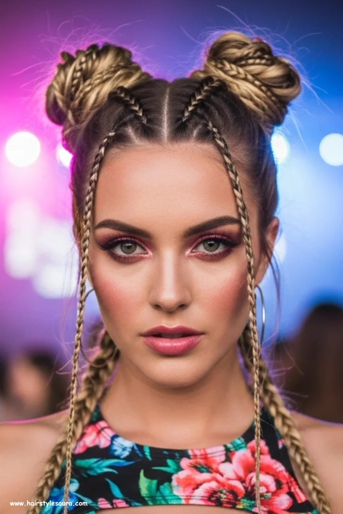 10 Best 90s Braid Hairstyles Ideas That Are Still Trendy Today 11 Braided Space Buns