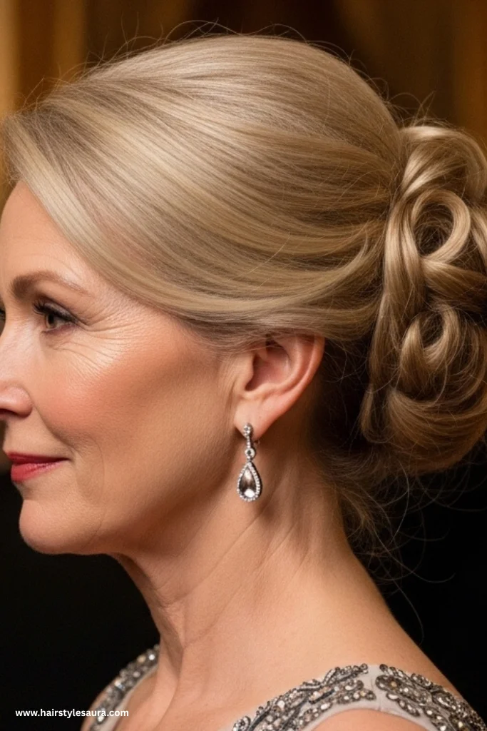 12 Elegant Long Hairstyles for Women Over 50 11 Elegant French Twist with Length