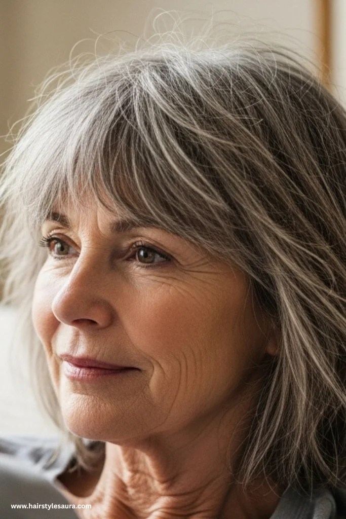 12 Youthful Shag Cuts for Older Women Ideas That Radiate Confidence 11 Messy Shag with Natural Part