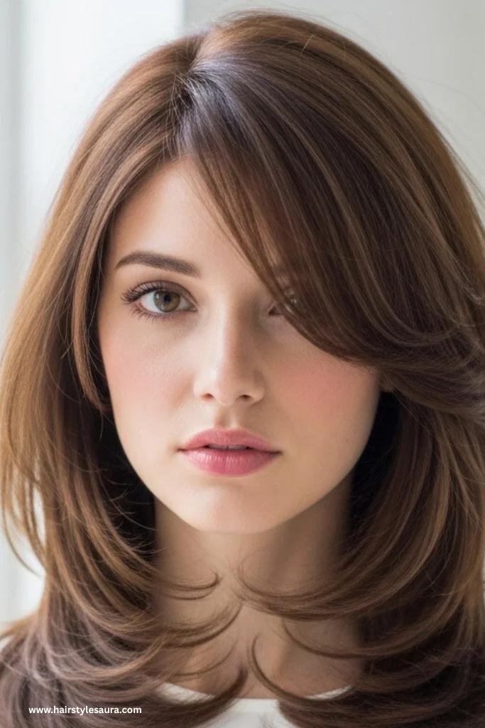 12 Trendy Shag Cut Ideas for Long Hair That Add Volume and Vibes 11 Soft Wave Shag with Side-Swept Bangs