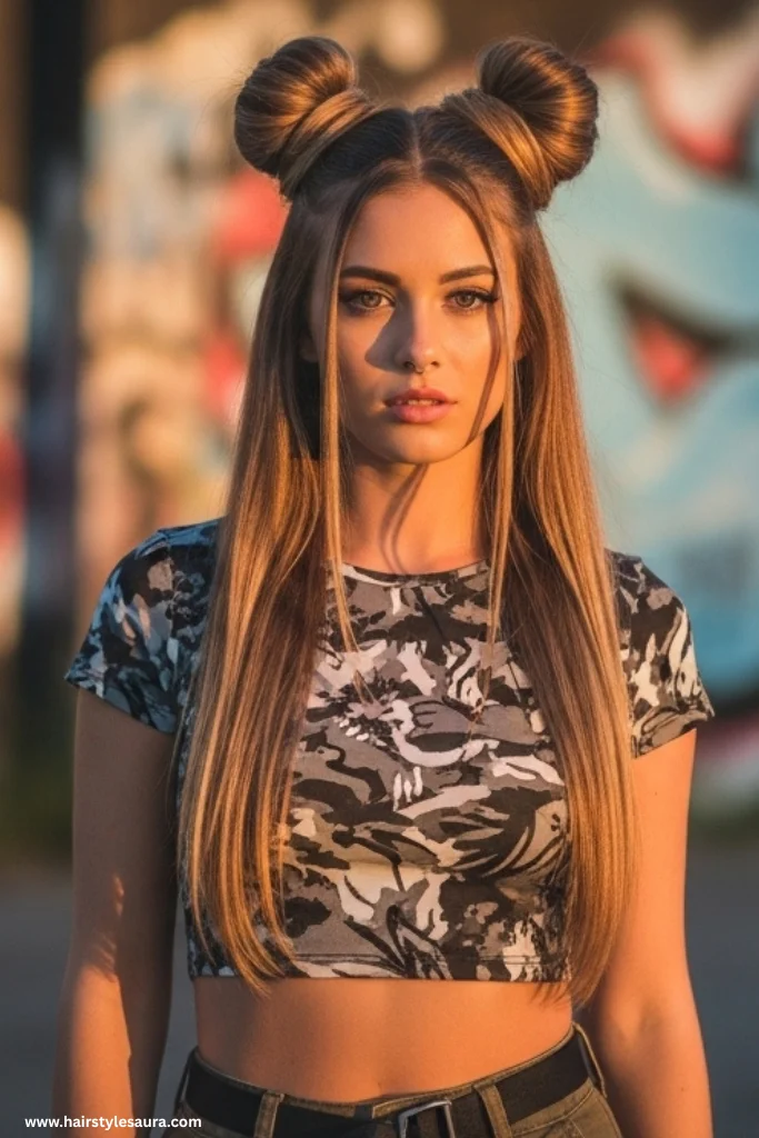 12 Iconic 90s Hairstyles for Long Hair Ideas That Still Slay 11 Space Buns