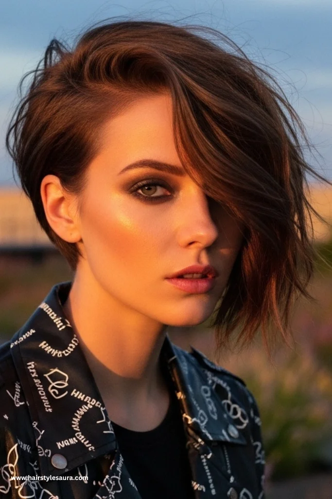 10 Korean Wolf Cut Ideas for Short Hair That Every Woman Will Love 11 Tousled Wolf Bob with Side Part