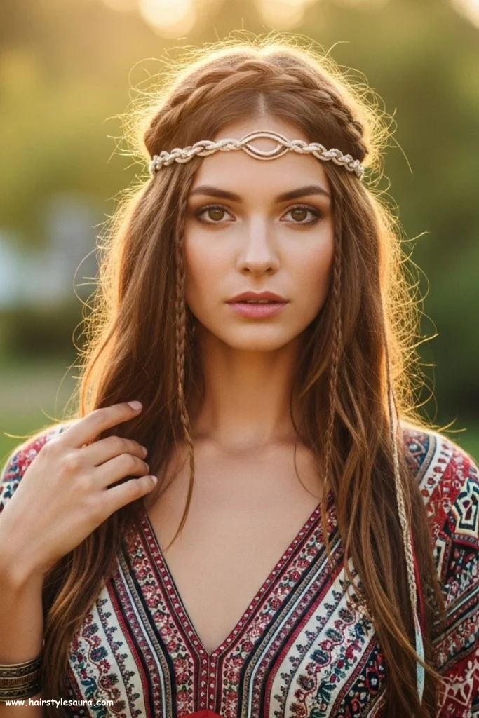 Top 13 Long Oval Face Hairstyles Ideas for All Hair Types 12 Boho Braided Crown
