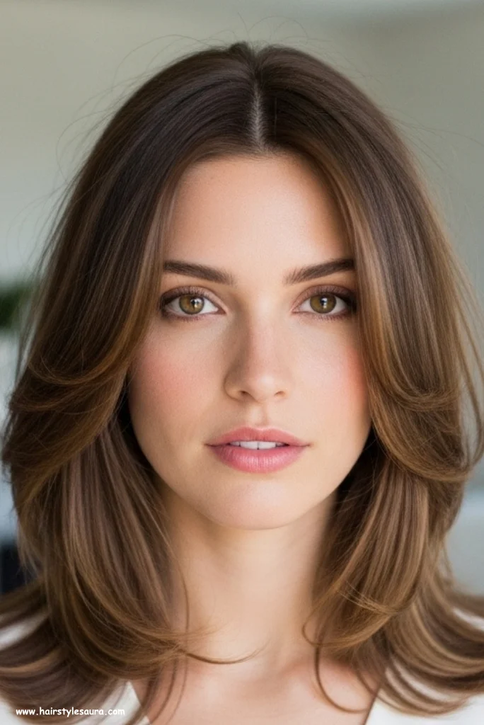 12 Gorgeous Layered Haircut for Thin Hair Ideas Women Love 12 Face-Framing Layers with Middle Part