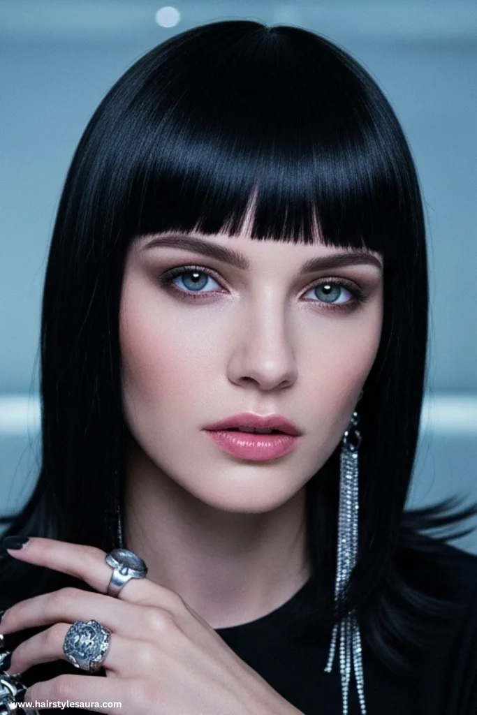12 Bold Mullet Wolf Cut Ideas Women Are Loving Right Now 12 Jet Black Glossy Mullet