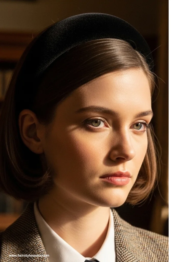 13 Elegant Old Money Bob Haircut Ideas Women Are Falling in Love With 12 Old Money Bob with a Velvet Headband