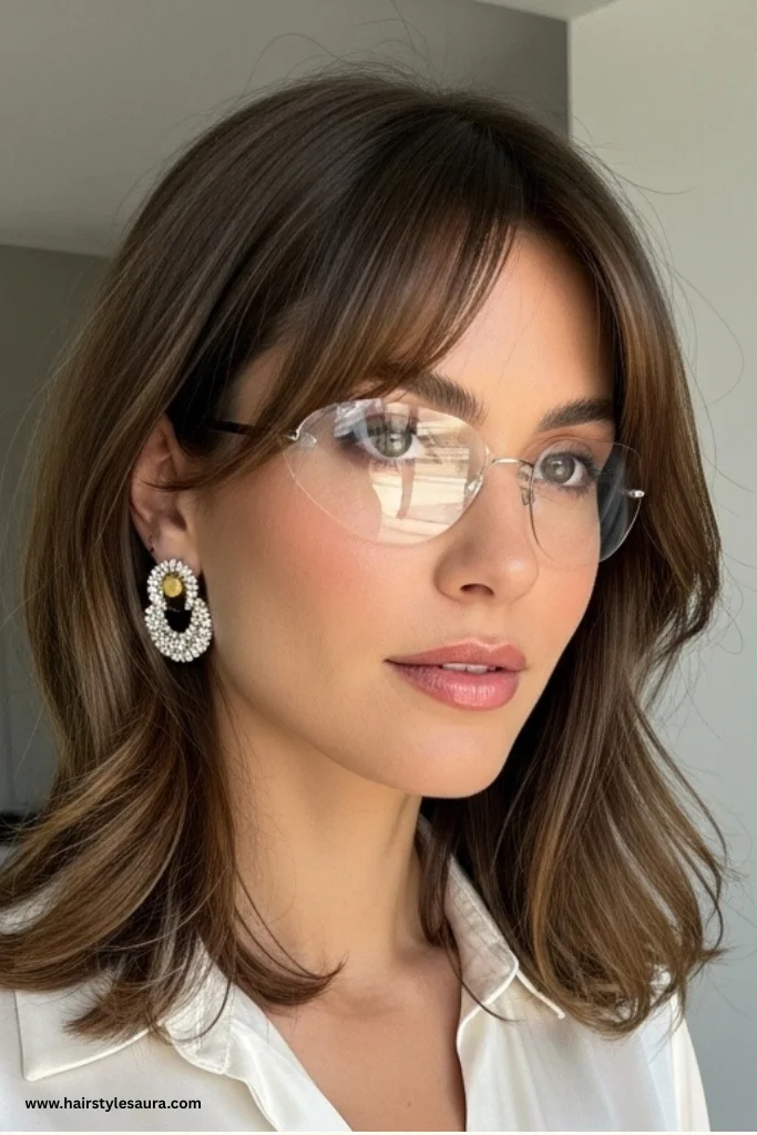 11 Trendy Shaggy Lob with Bangs Styles That Women Are Loving Right Now 12 Sleek Shaggy Lob with Thin Bangs