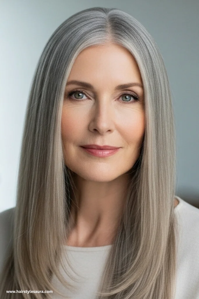 12 Elegant Long Hairstyles for Women Over 50 12 Sleek and Glossy Straight Hair