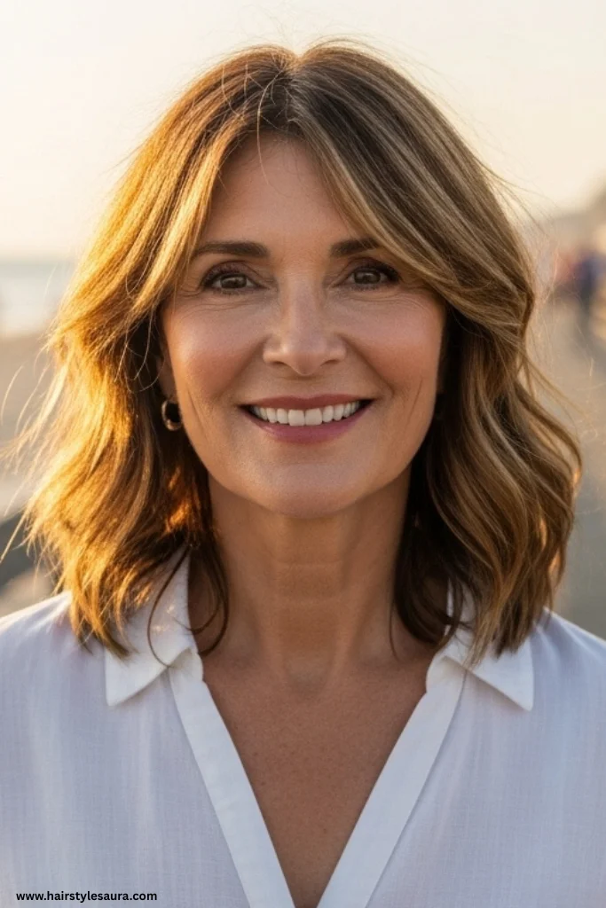 12 Stunning Layered Haircut Ideas for Women Over 50 12 Wavy Layers with Highlights