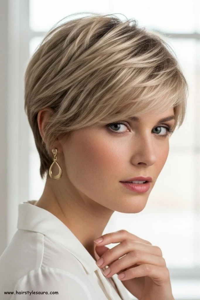 11 Beautiful Blonde Curly Pixie Cuts That Shine with Style 12 Champagne Blonde Pixie with Layers