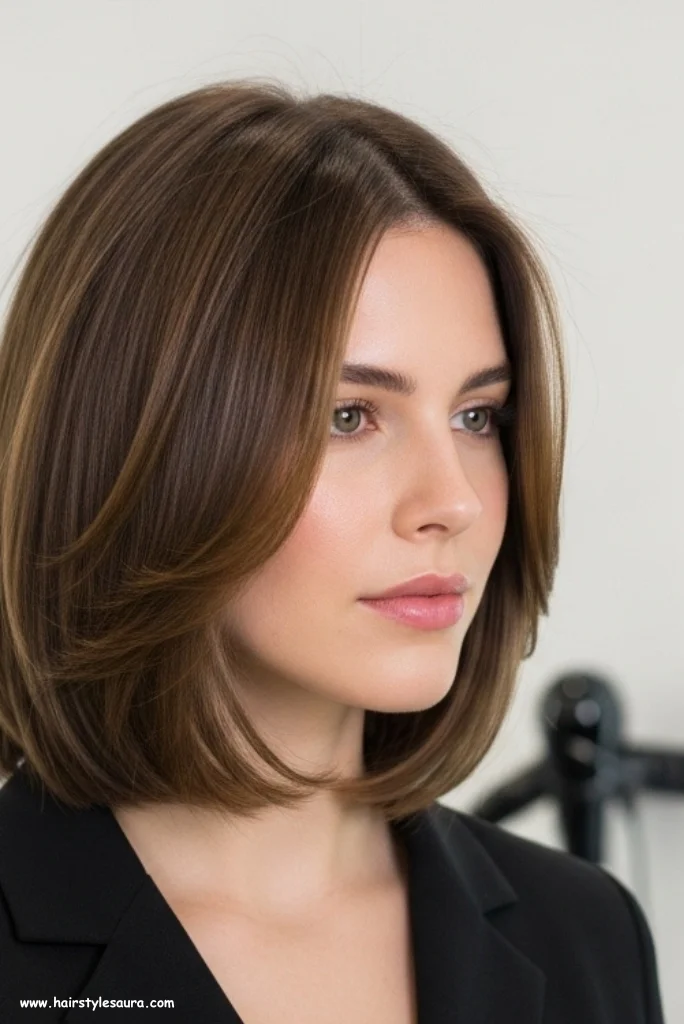 12 Stunning Mid Length Layered Haircuts Ideas for a Fresh New Look 13 Angled Lob with Layers