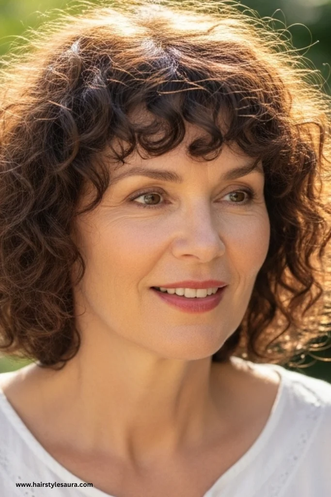 12 Flattering Hairstyles for Women Over 50 With Bangs 13 Curly Bob With Bangs