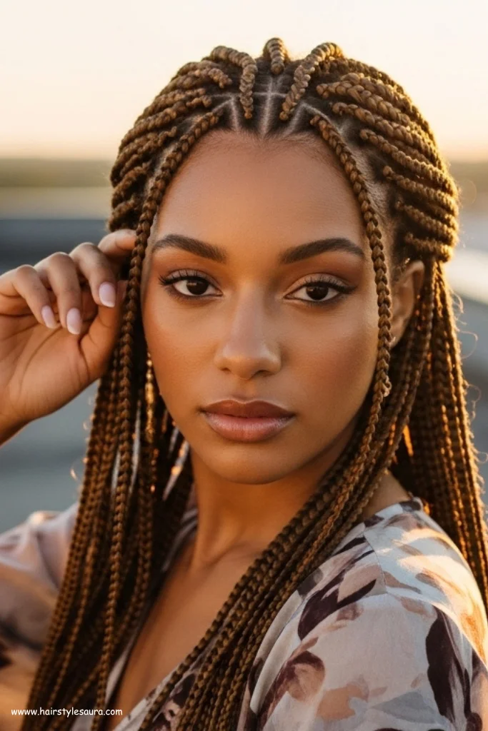 12 Bold and Beautiful 90s Hairstyles African American Ideas 13 Goddess Braids with Center Part