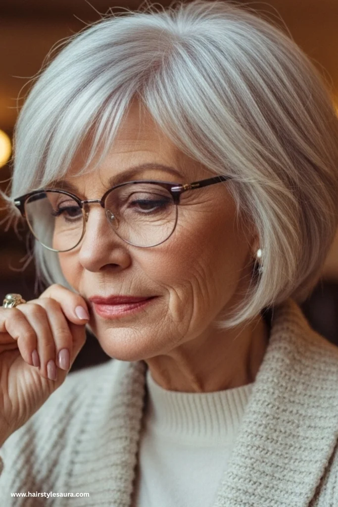 12 Youthful Shag Cuts for Older Women Ideas That Radiate Confidence 13 Short Feathered Shag with Glasses-Friendly Layers