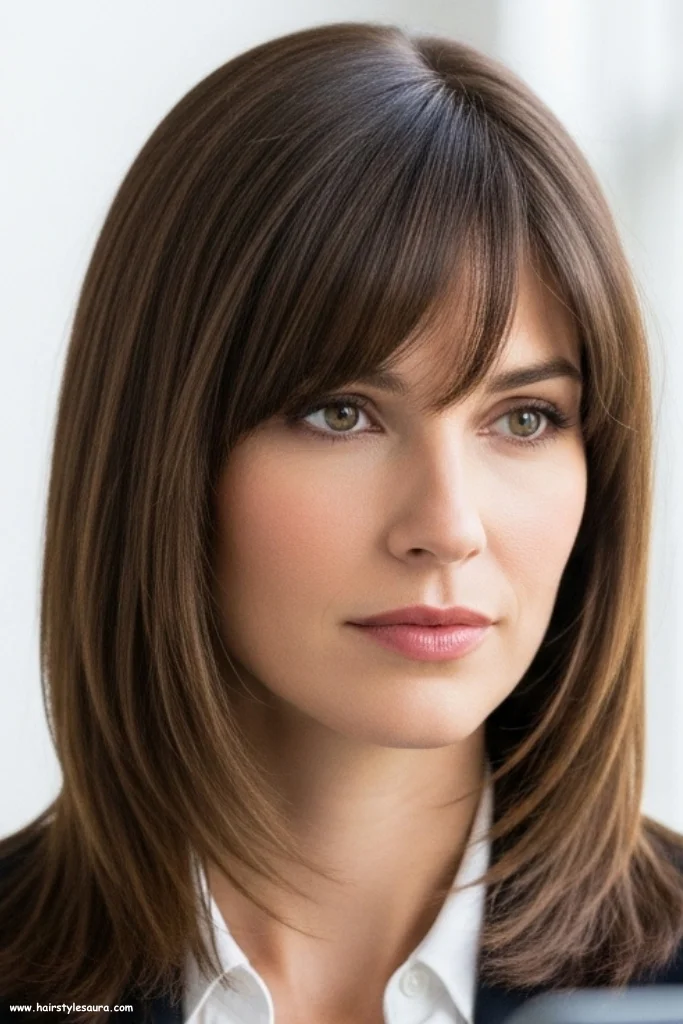 12 Stunning Layered Haircut Ideas with Curtain Bangs Every Woman Should Try 13 Straight Layers with Sleek Curtain Bangs