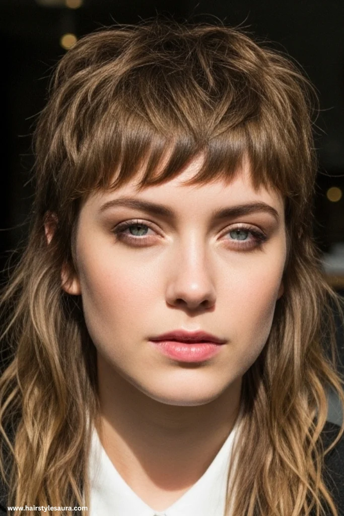 12 Bold Mullet Wolf Cut Ideas Women Are Loving Right Now 13 Textured Mullet with Side Bangs