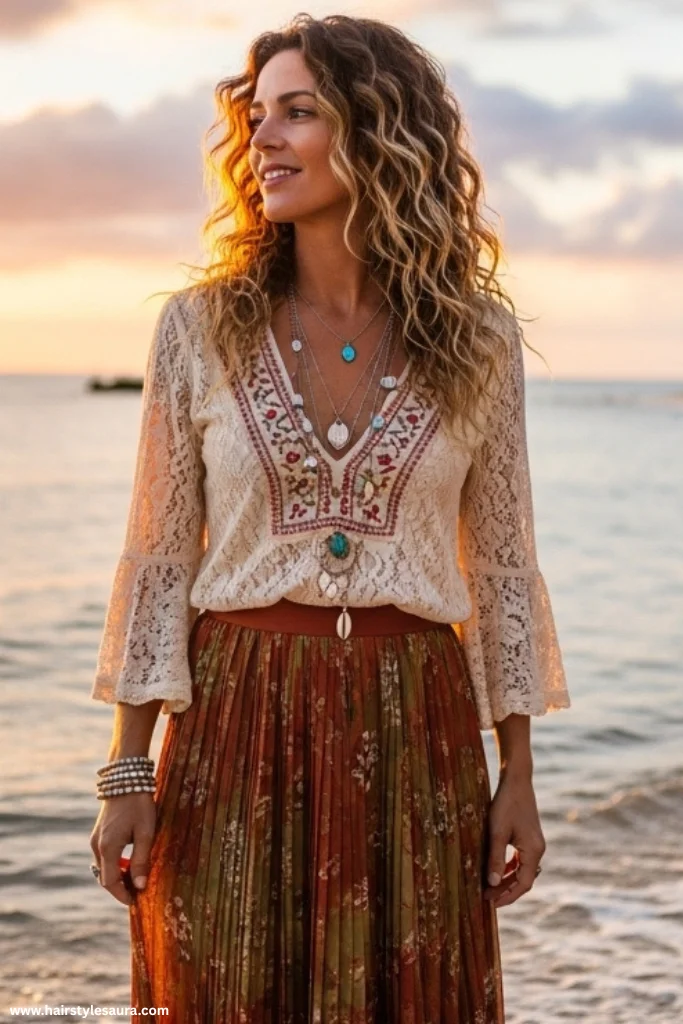 14 Stunning Butterfly Cut Ideas for Curly Hair That You’ll Love 14 Boho Butterfly Cut for Beachy Curls