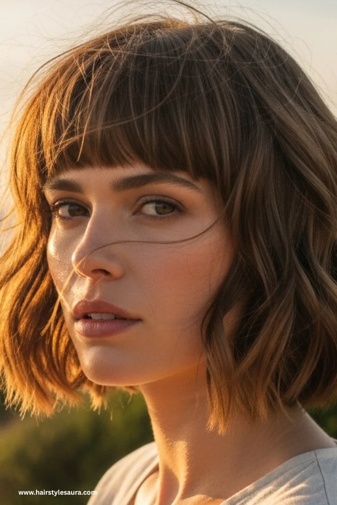 14 Elegant Old Money Bob Haircut with Bangs Styles Every Woman Should Try 14 Wavy Bob with Tapered Bangs