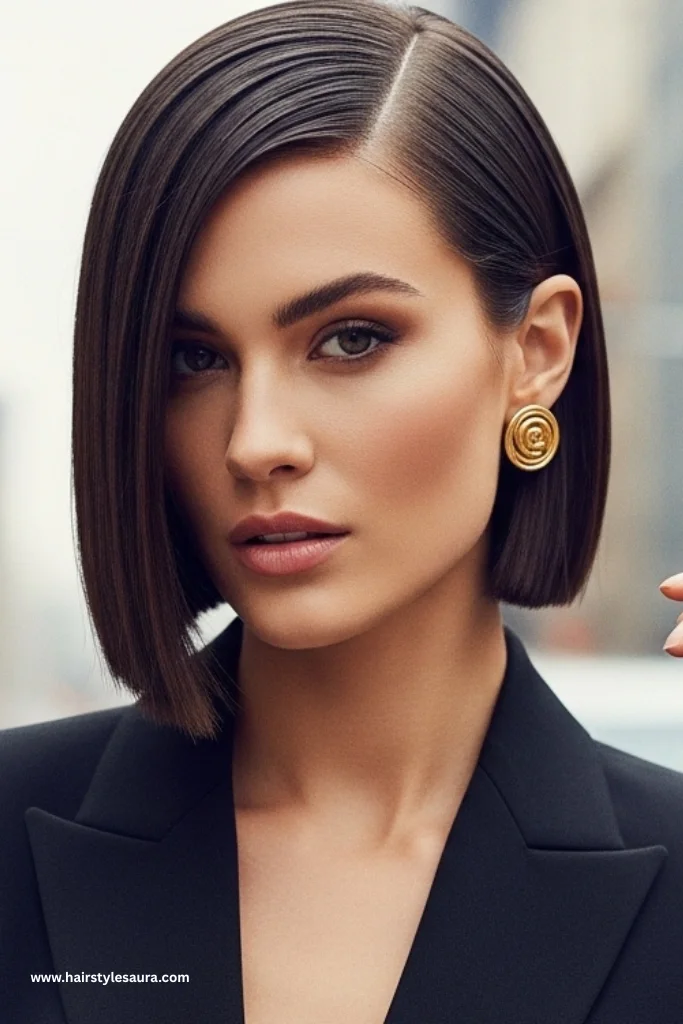 13 Elegant Old Money Bob Haircut Ideas Women Are Falling in Love With 3 Blunt Bob with Side Part