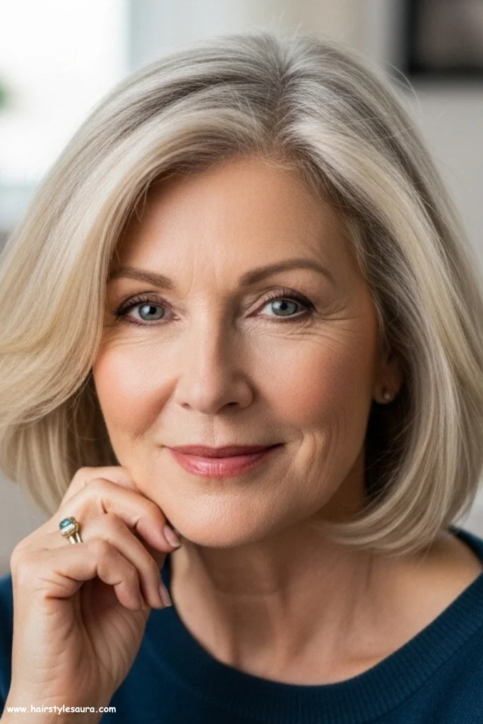 10 Stunning Shoulder Length Haircuts for Women Over 50 3 Classic Blunt Cut