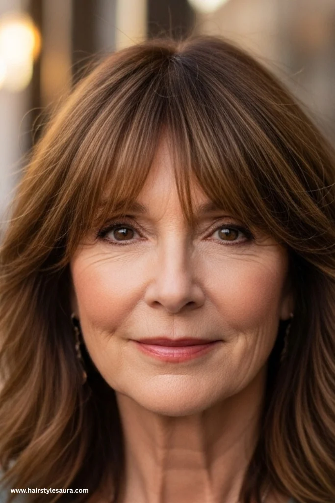 12 Youthful Shag Cuts for Older Women Ideas That Radiate Confidence 3 Medium-Length Shag with Wispy Bangs