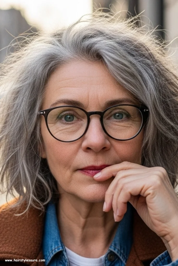 11 Flattering Shag Hairstyles for Women Over 50 That Defy Age 3 Messy Grey Shag