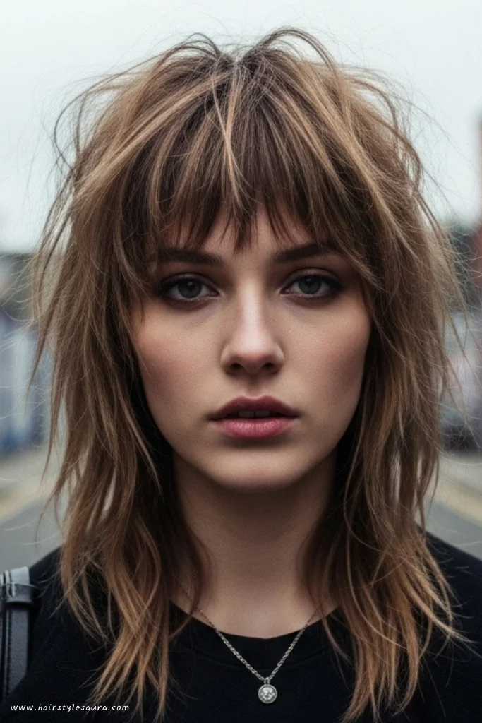 12 Gorgeous Korean Wolf Cut with Bangs Ideas Every Woman Should Try 3 Messy Wolf Cut with Choppy Fringe