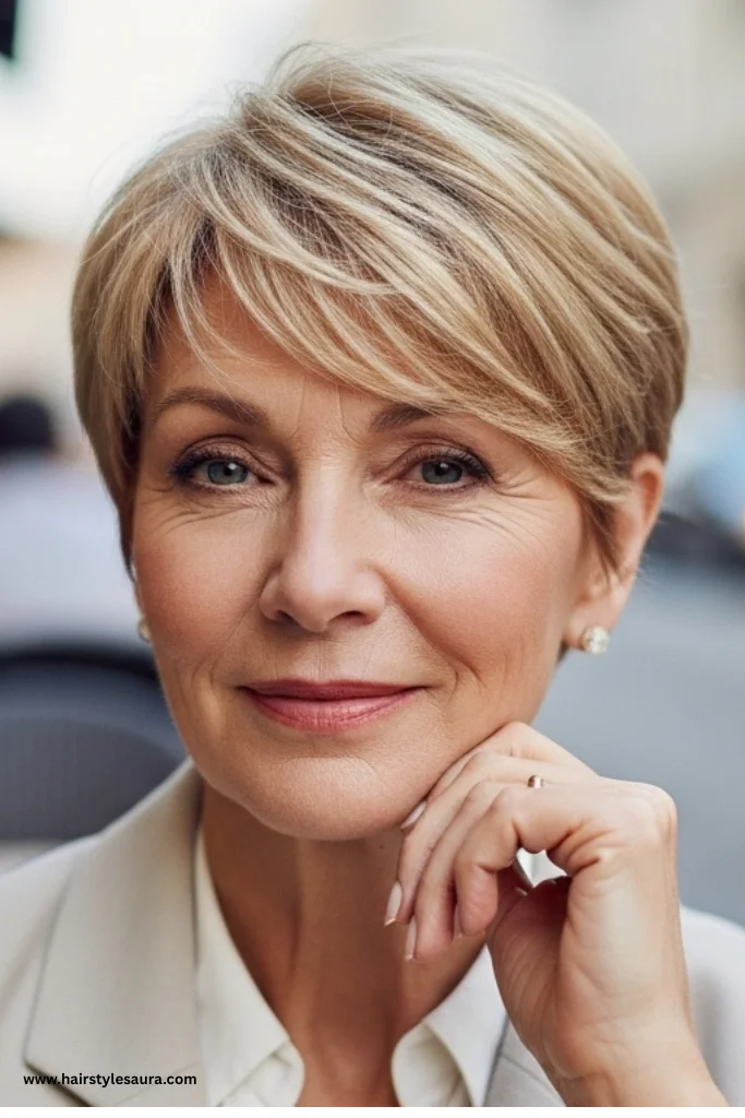12 Hairstyles for Women Over 50 with Thin Hair 3 Pixie Cut with Feathered Layers