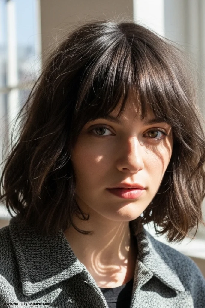 10 Gorgeous Shaggy Lob for Thick Hair Styles That Add Volume Without Bulk 3 Shaggy Lob with Curtain Bangs