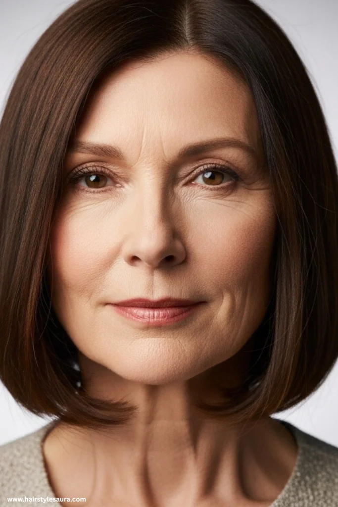 10 Stunning Hairstyles for Women Over 50 with Fine Hair 3 Shoulder-Length Blunt Cut