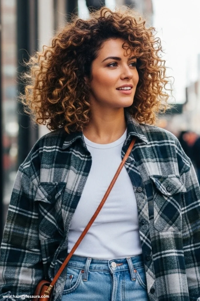 14 Stunning Butterfly Cut Ideas for Curly Hair That You’ll Love 3 Shoulder-Length Butterfly Bounce