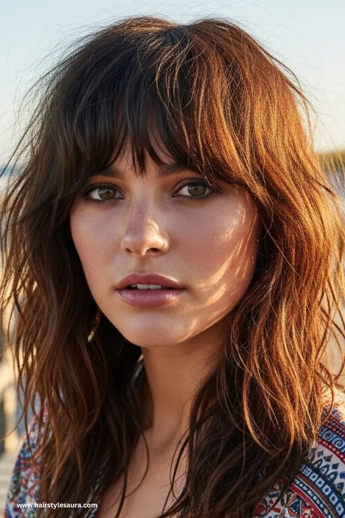 12 Trendy Shag Cut Ideas for Long Hair That Add Volume and Vibes 3 Textured Shag with Loose Waves