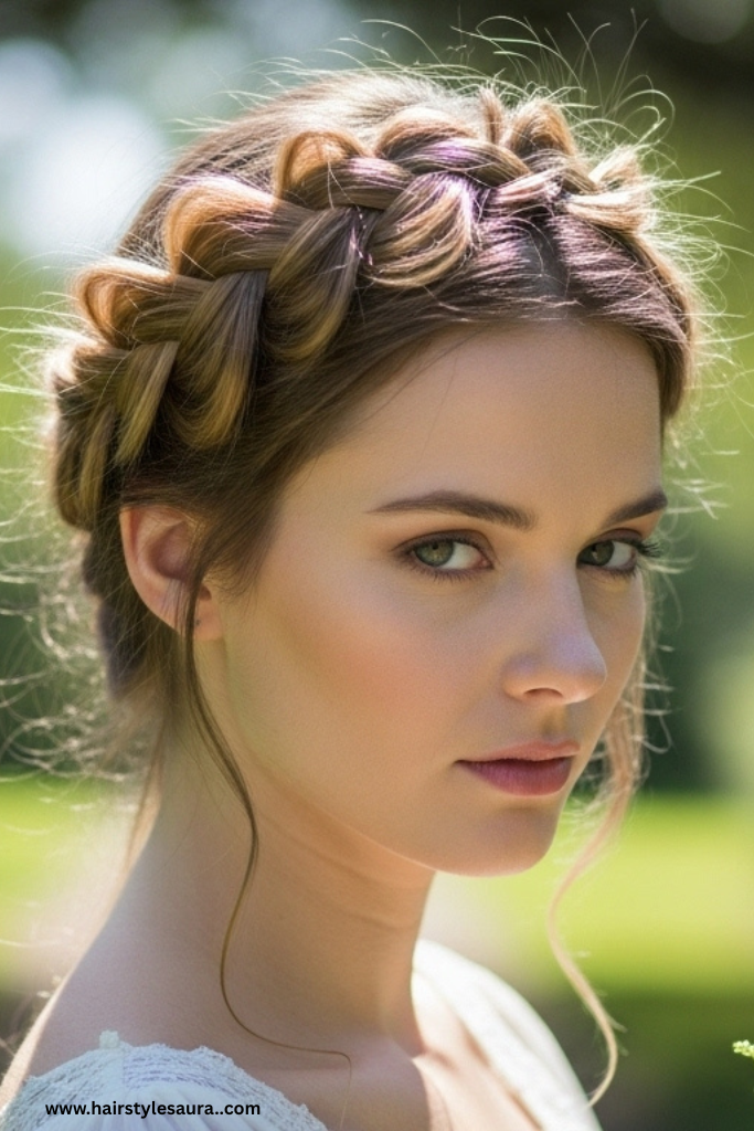 10 Cute Hairstyles for Shoulder Length Hair You’ll Want to Try Today 4 Braided Crown