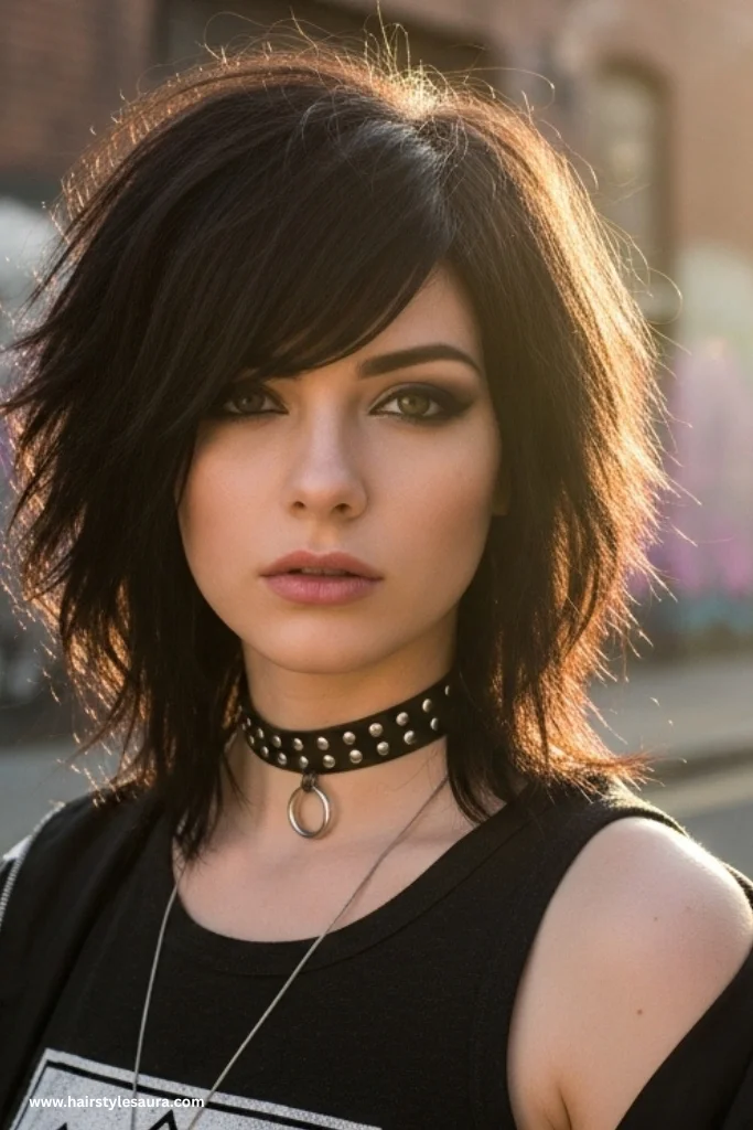 12 Stunning Black Wolf Cut Ideas for a Bold New Look 4 Black Wolf Cut with Choppy Layers