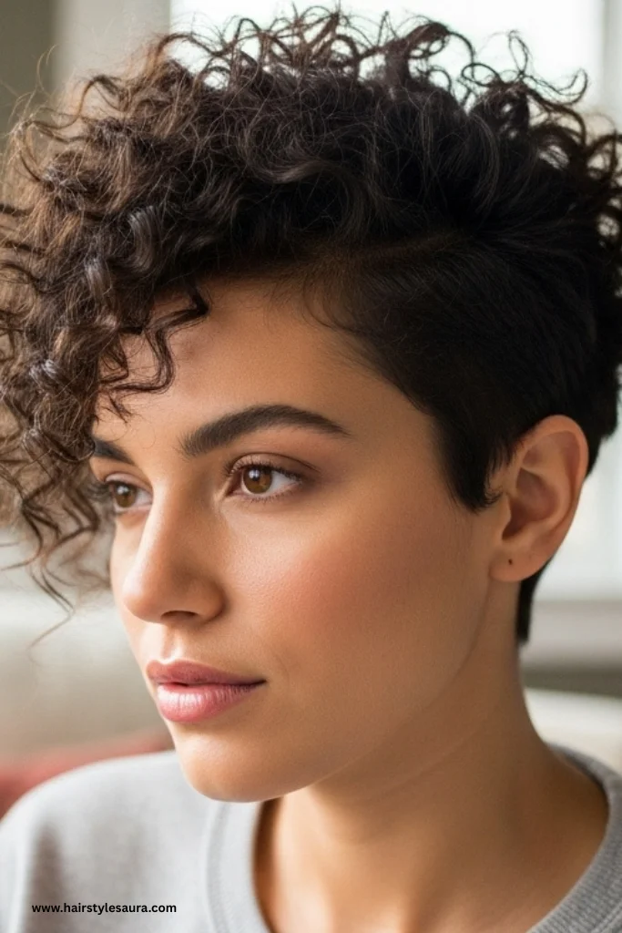 13 Bold and Beautiful curly pixie cuts 4c hair You Need to Try 4 Curly Pixie with Side Part