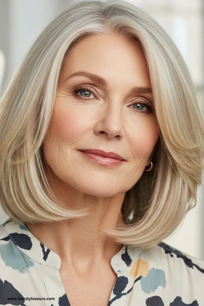 12 Hairstyles for Women Over 50 with Thin Hair 4 Layered Lob (Long Bob)