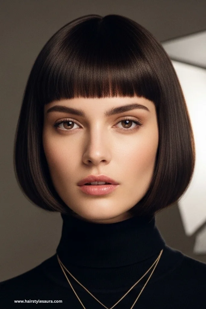 14 Elegant Old Money Bob Haircut with Bangs Styles Every Woman Should Try 4 Sleek French Bob with Micro Bangs
