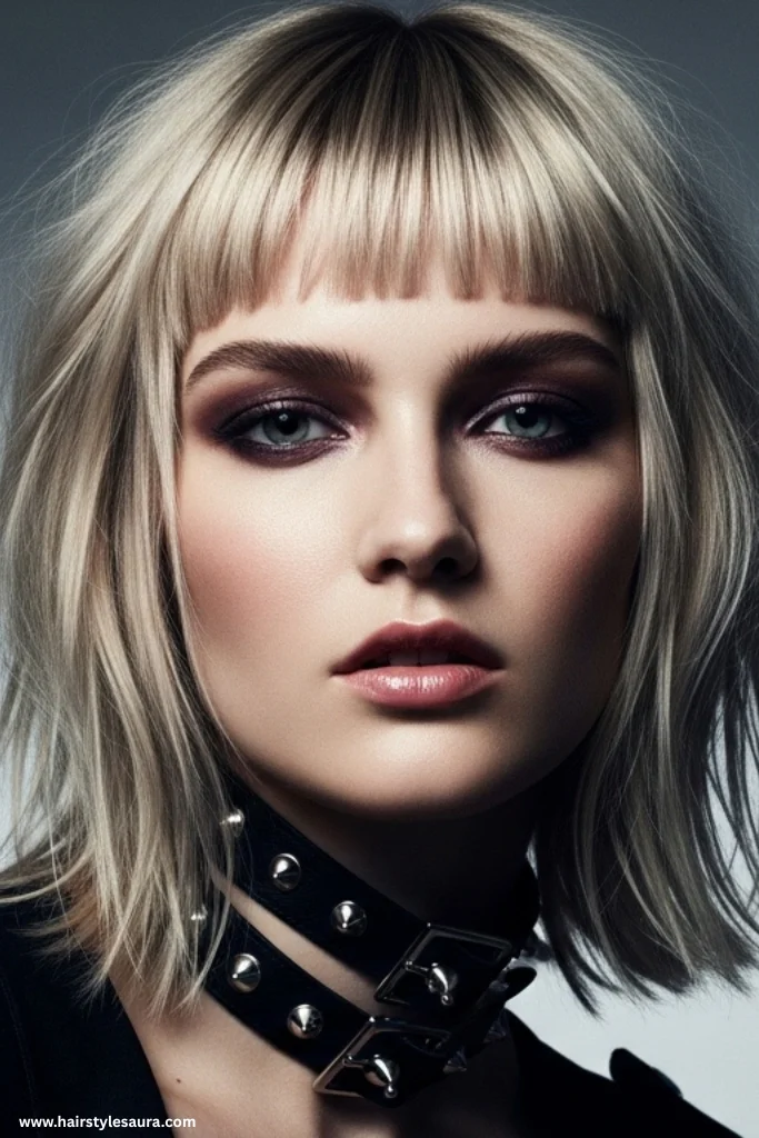 10 Effortlessly Chic Shaggy Lob with Fringe Hairstyles Women Are Loving Right Now 5 Choppy Lob with Micro Fringe