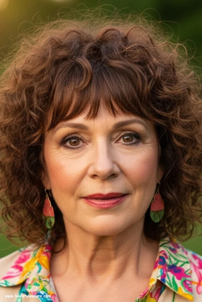 11 Flattering Shag Hairstyles for Women Over 50 That Defy Age 5 Curly Shag with Bangs