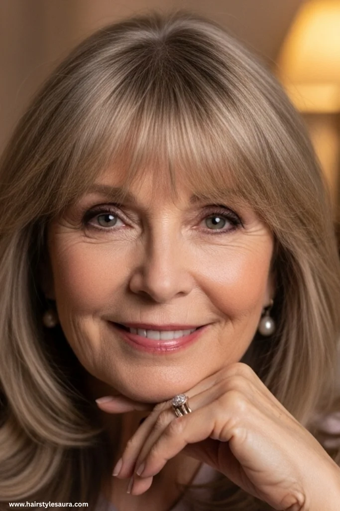12 Stunning Layered Haircut Ideas for Women Over 50 5 Feathered Layers with Bangs