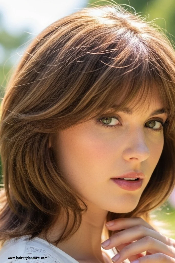 10 Gorgeous Layered Haircut Ideas for Medium Hair Every Woman Will Love 5 Feathered Layers with Face-Framing Pieces