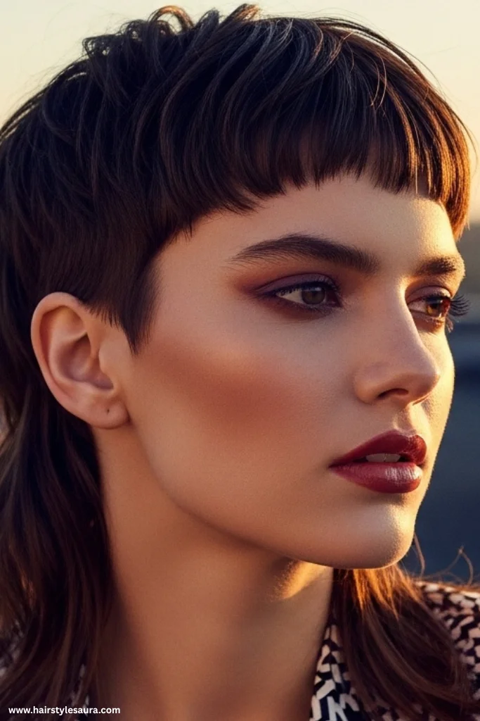 12 Bold Mullet Wolf Cut Ideas Women Are Loving Right Now 5 Micro Bangs and Mullet Mix